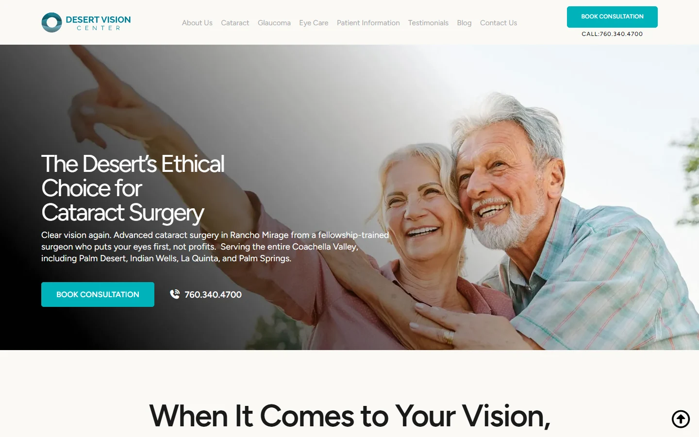 Desert Vision Center website screenshot
